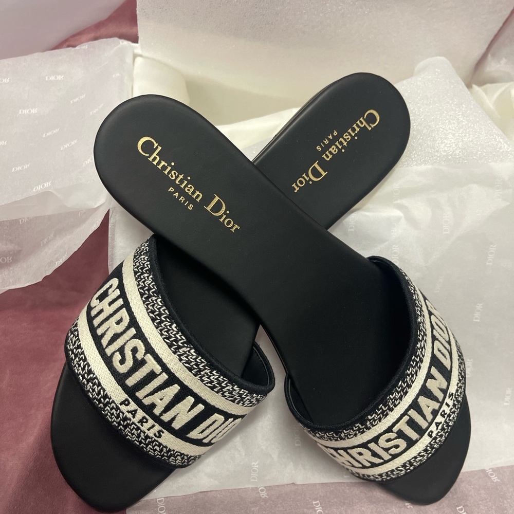 Dior Black and White Sandals with Stylish Strap Design | BRAND NEW